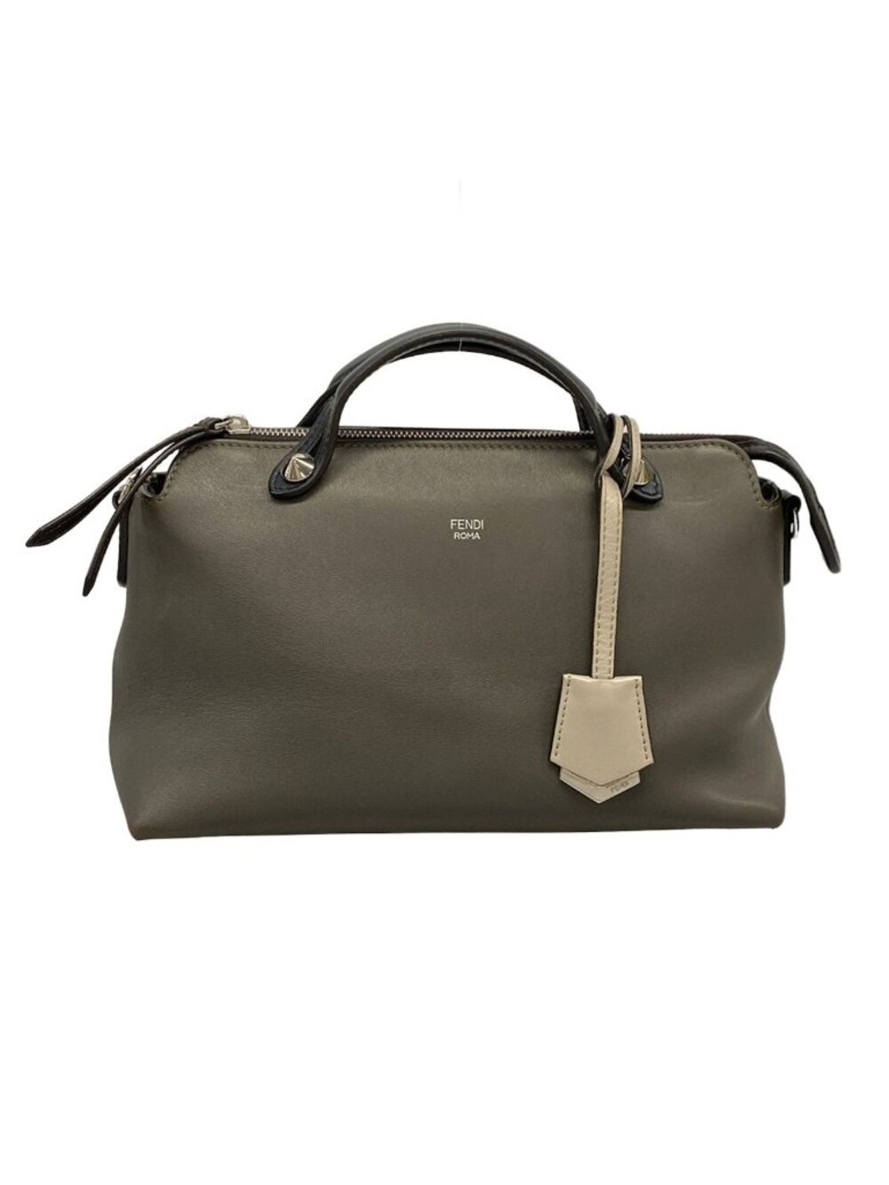 Fendi Handbag by the Way Medium Dark Gray Black Leather